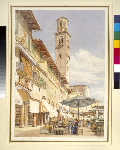The Piazza delle Erbe, Verona, June - September 1884 by Frank Randal